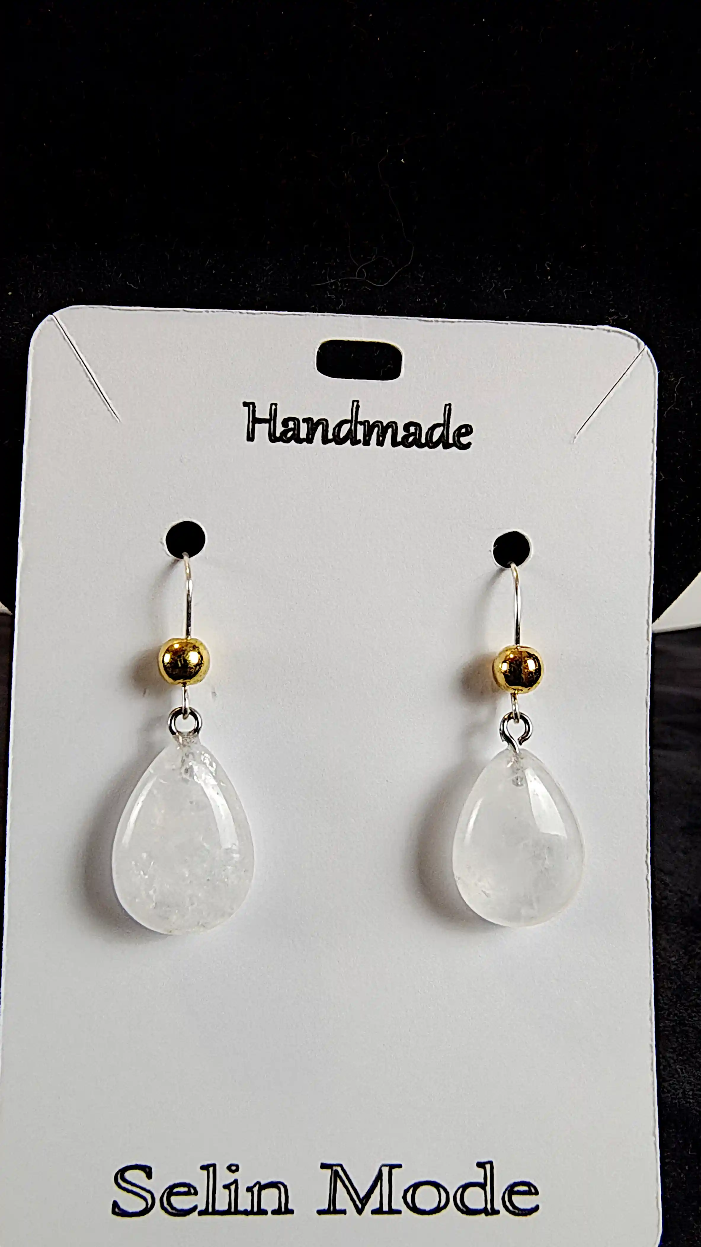 Cercei Handmade cu Cuarț Natural Transparent – Model Picătură – SM 28 [1]