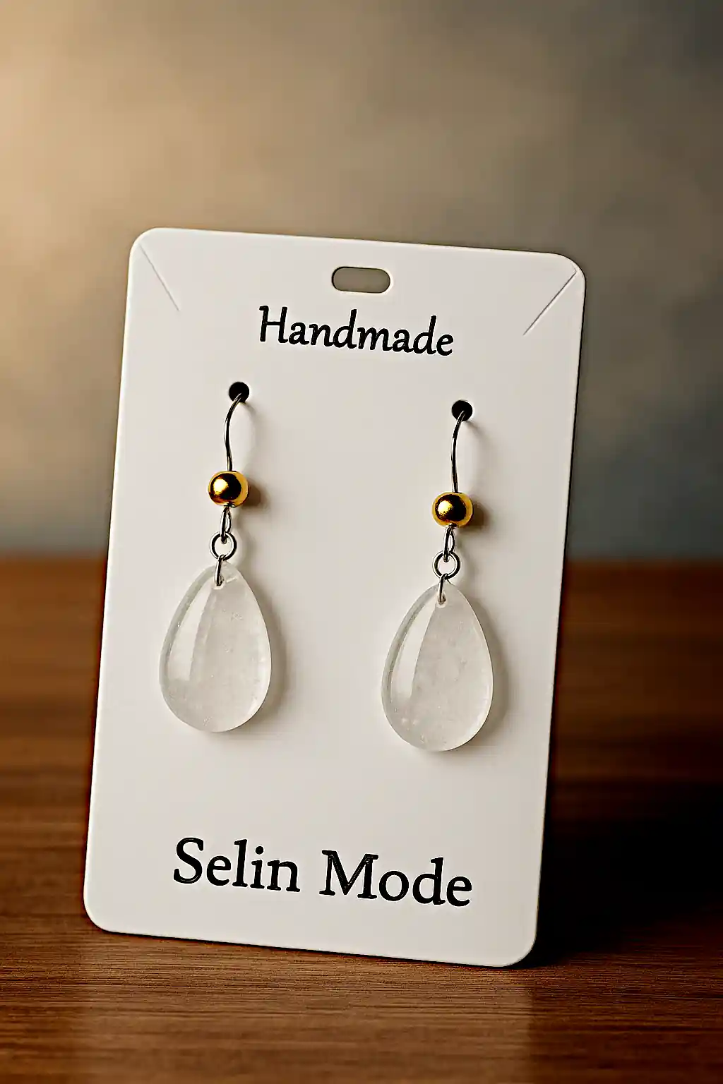 Bijuterii damă pietre semiprețioase - Cercei Handmade cu Cuarț Natural Transparent – Model Picătură – SM 28