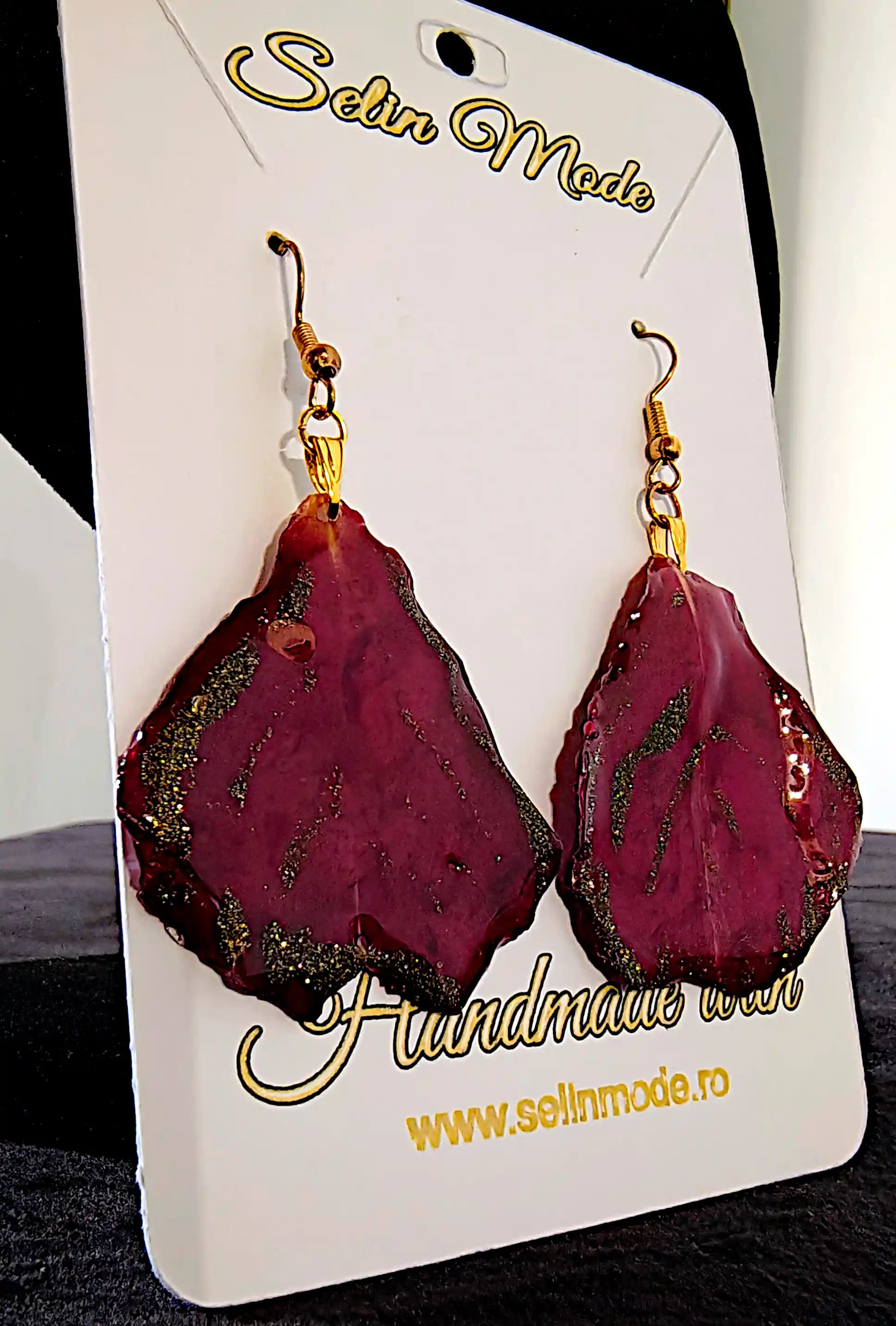 Cercei SM 106 – Petale naturale de trandafir cu accente aurii [1]