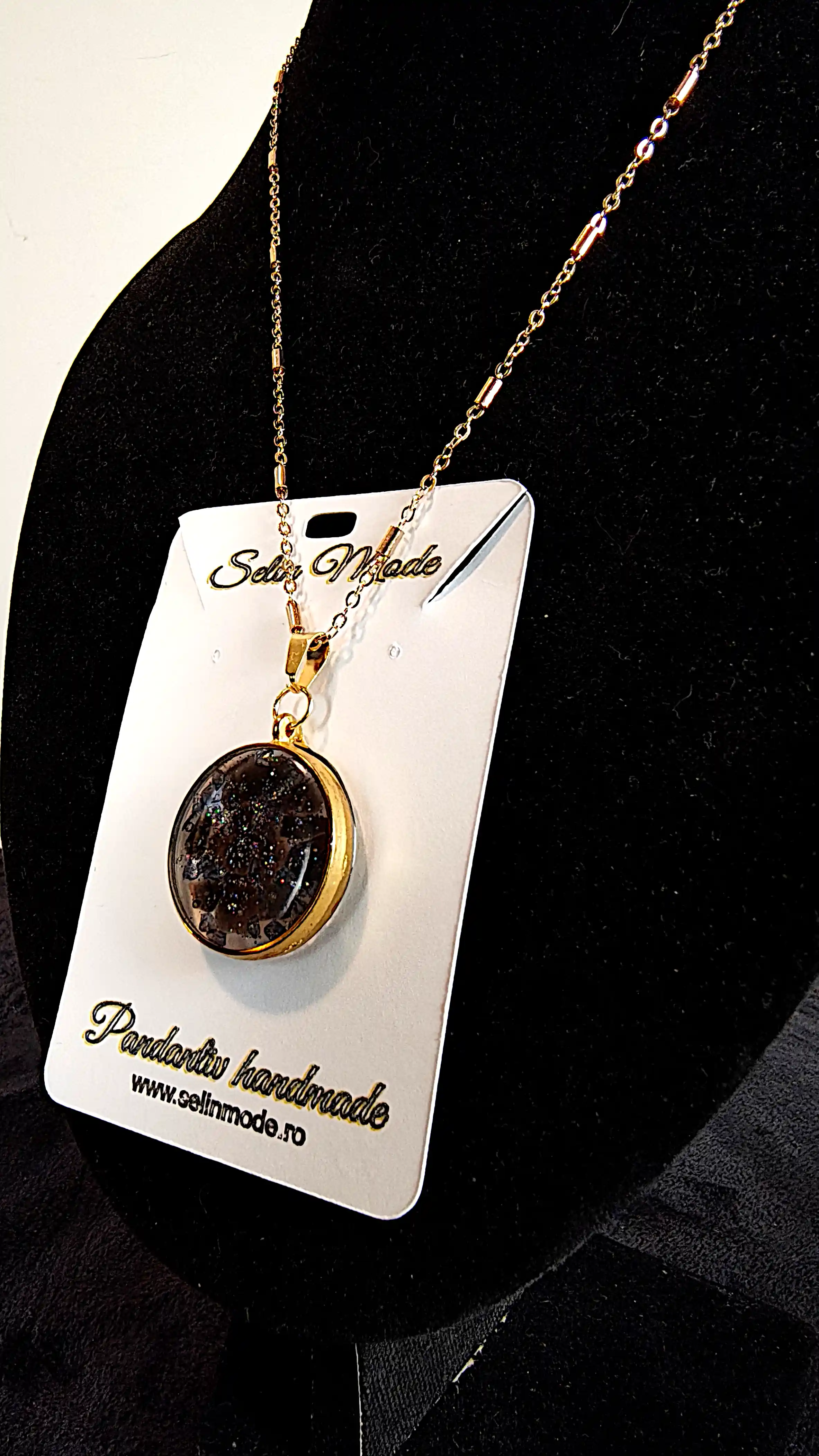 Pandantiv Ametist & Labradorit în Montură Auriu-Șampanie – Model SM 38 | Selin Mode [2]