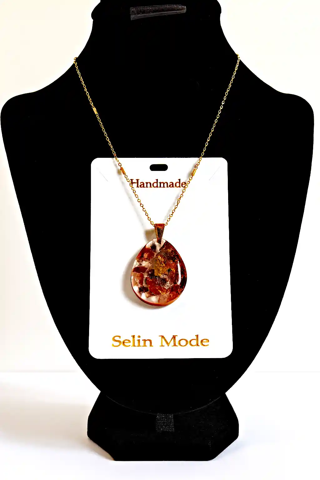 Bijuterii damă pietre semiprețioase - Pandantiv cu Jasp Portocaliu – SM 74 | Bijuterie Handmade Unicat Selin Mode