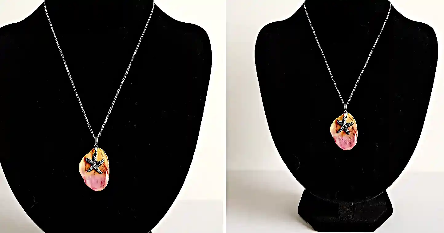 Pandantiv handmade din petală naturală de trandafir cu stea de mare decorativă – SM 86 [1]