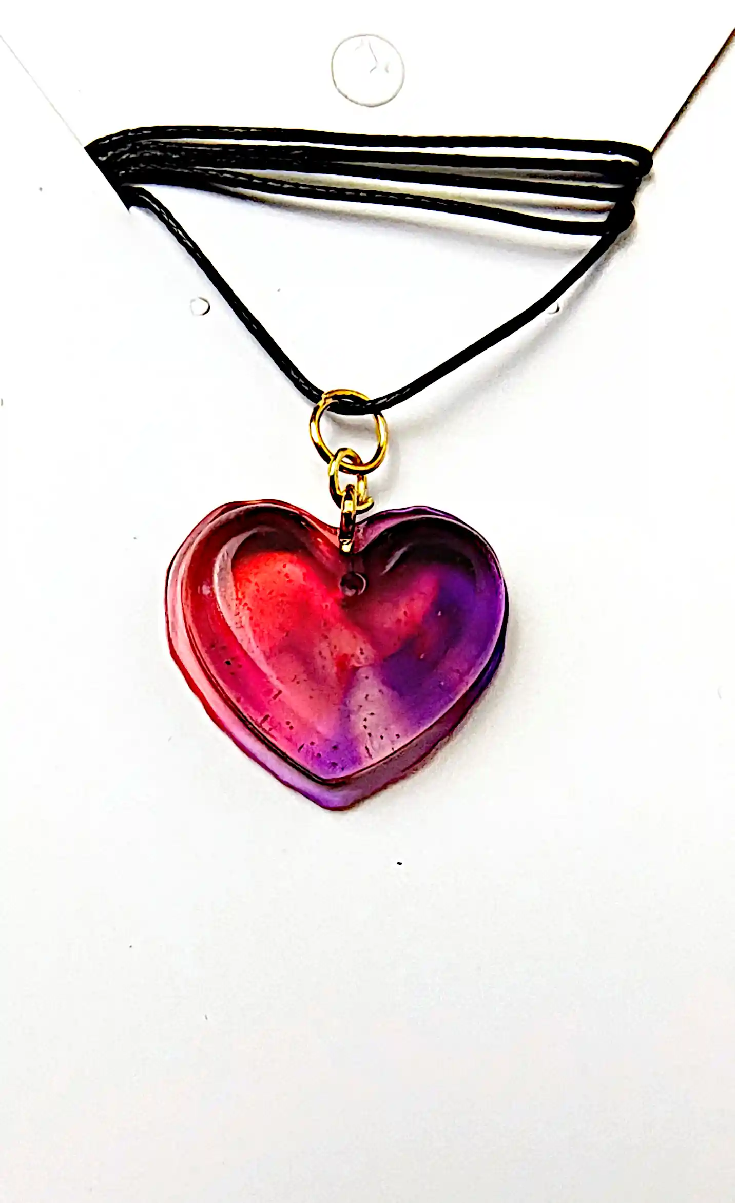 Pandantive din Rășină Epoxidică - Pandantiv Handmade din Rășină Epoxidică Inimă Roșu-Mov – SM 154