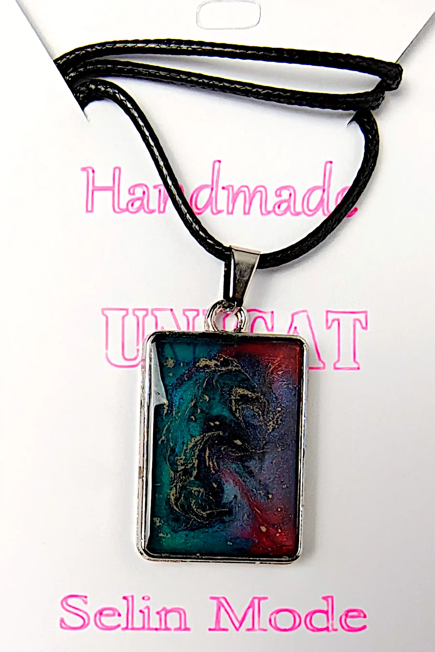 Pandantive din Rășină Epoxidică - Pandantiv Handmade din Rășină Epoxidică Rectangular – SM147