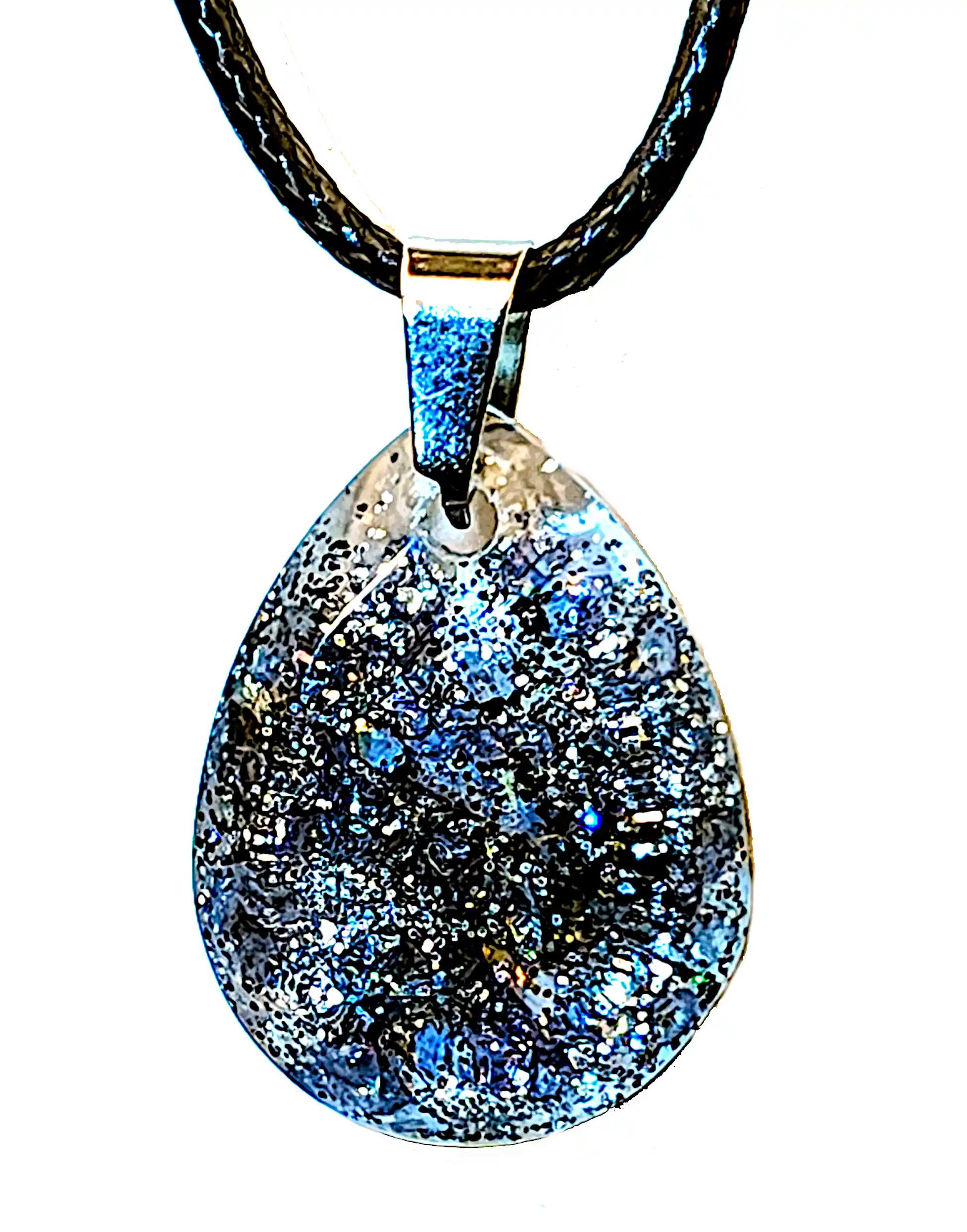 Pandantive din Rășină Epoxidică - Pandantiv în Formă de Picătură din Rășină Albastră cu Efect Iridescent - Model SM 213 - Selin Mode