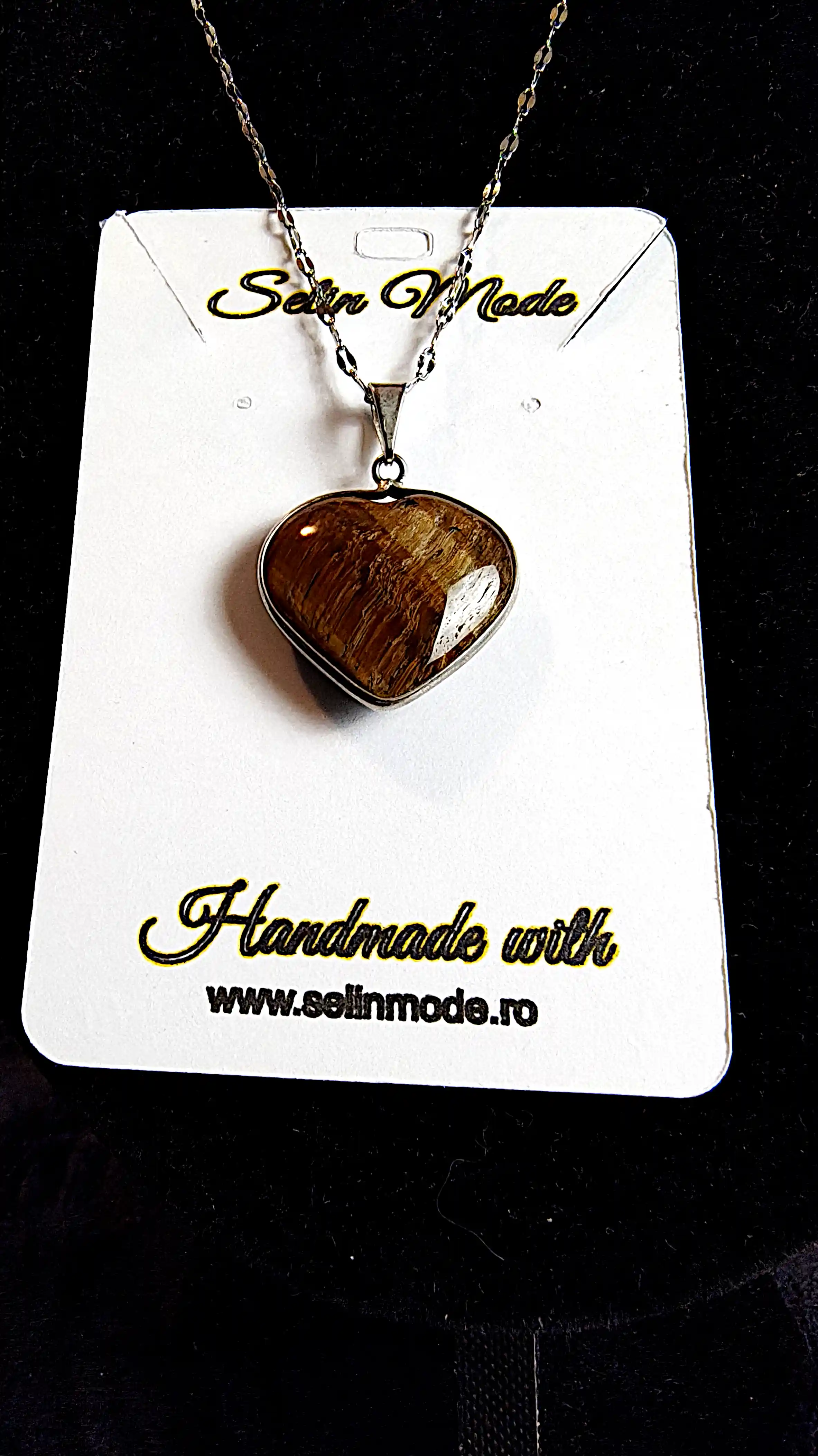 Pandantiv inimă din piatră naturală Ochi de Tigru – SM 41 [1]