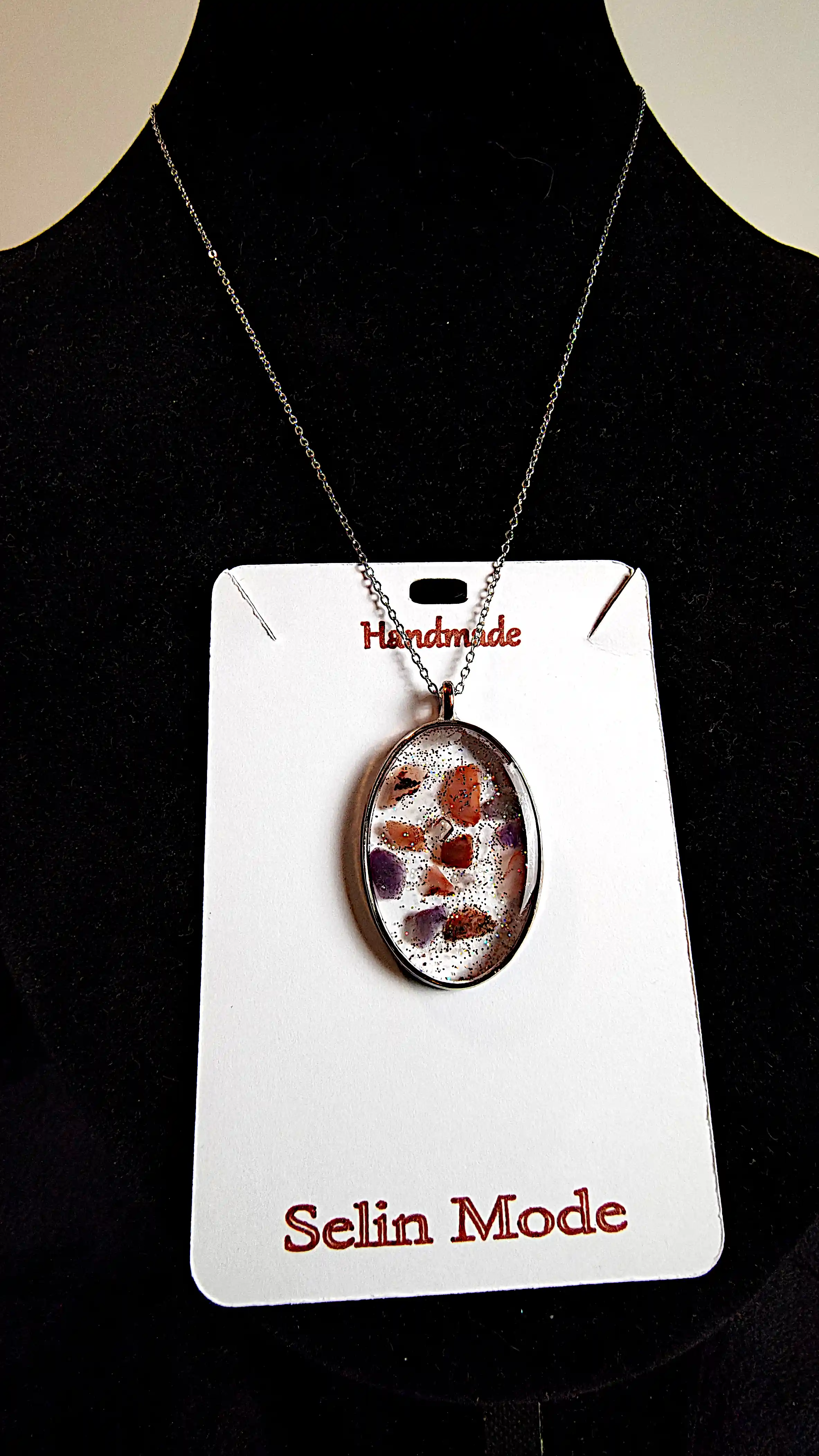 Pandantiv Oval cu Jasp Roșu și Ametist – SM 64 | Bijuterie Handmade Selin Mode [1]