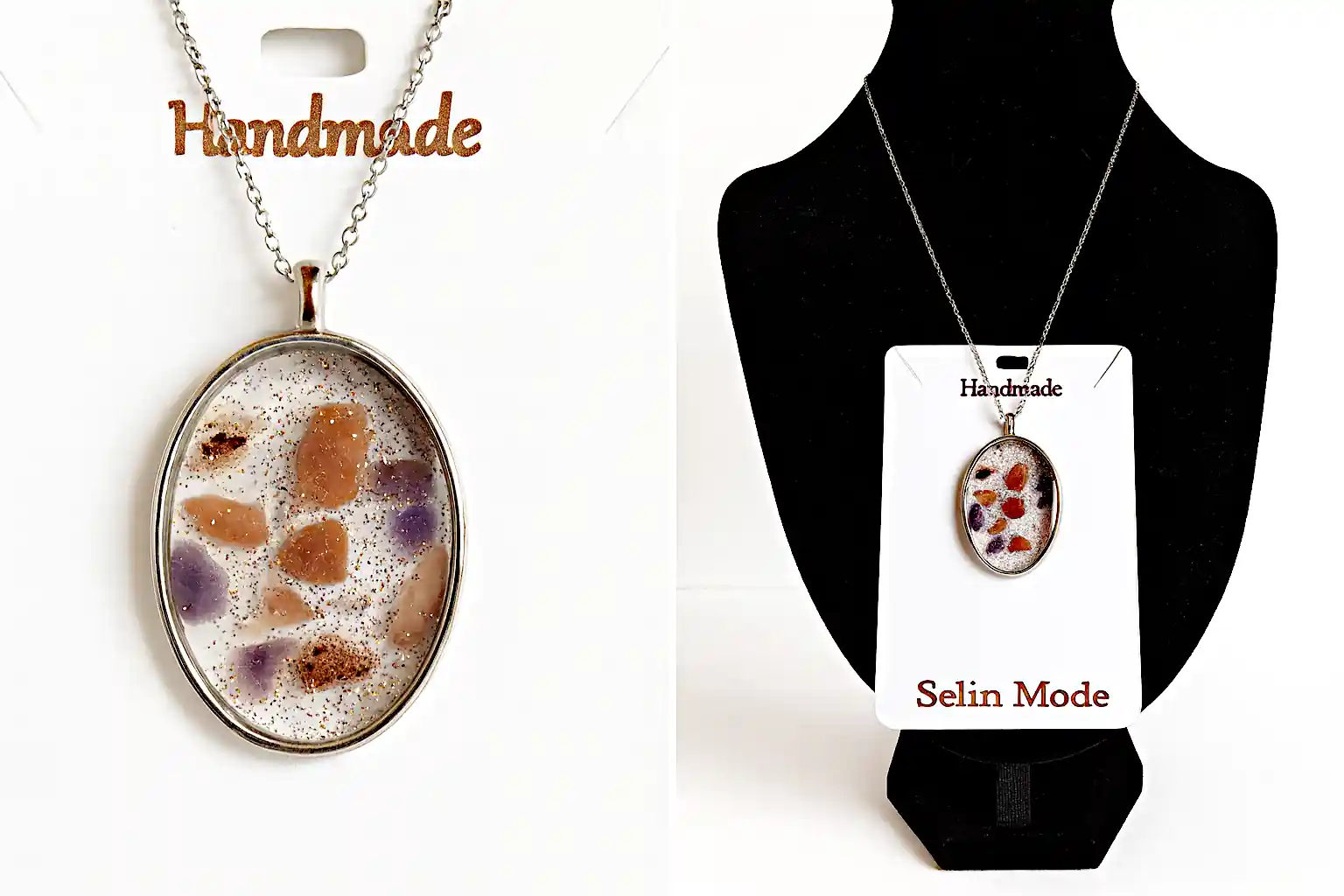 Bijuterii damă pietre semiprețioase - Pandantiv Oval cu Jasp Roșu și Ametist – SM 64 | Bijuterie Handmade Selin Mode