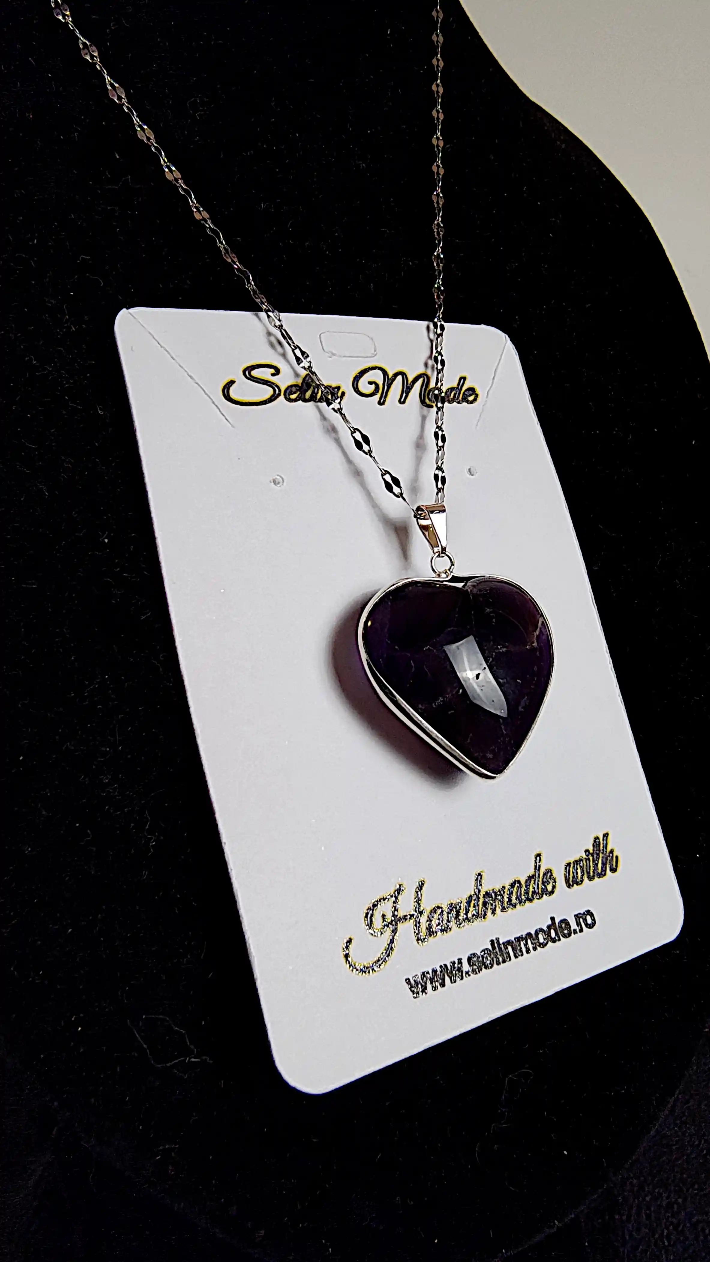 Pandantiv inimă din piatră naturală Ametist – SM 35 [2]