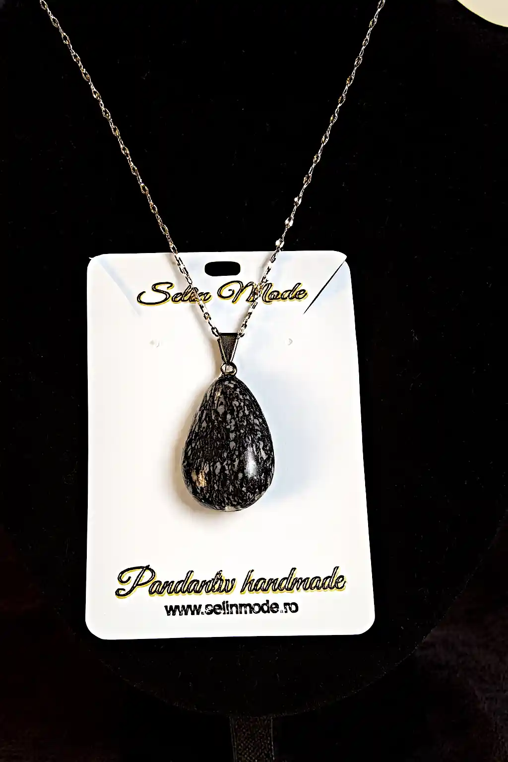 Bijuterii damă pietre semiprețioase - Pandantiv picătură din piatră naturală Rodonit – SM 34