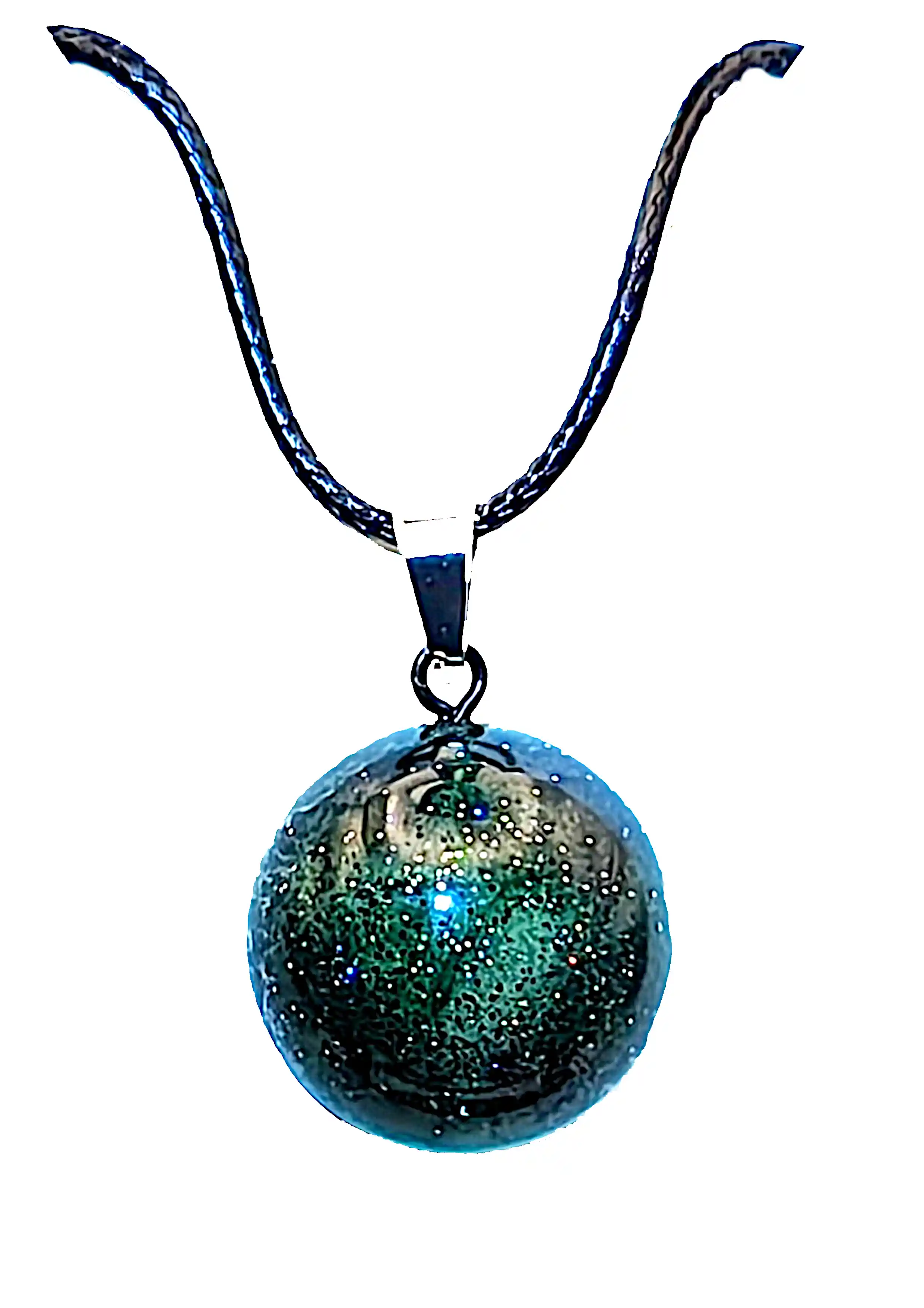 Pandantive din Rășină Epoxidică - Pandantiv Sferic din Rășină Verde cu Efect Galaxie - Model SM 208 - Selin Mode