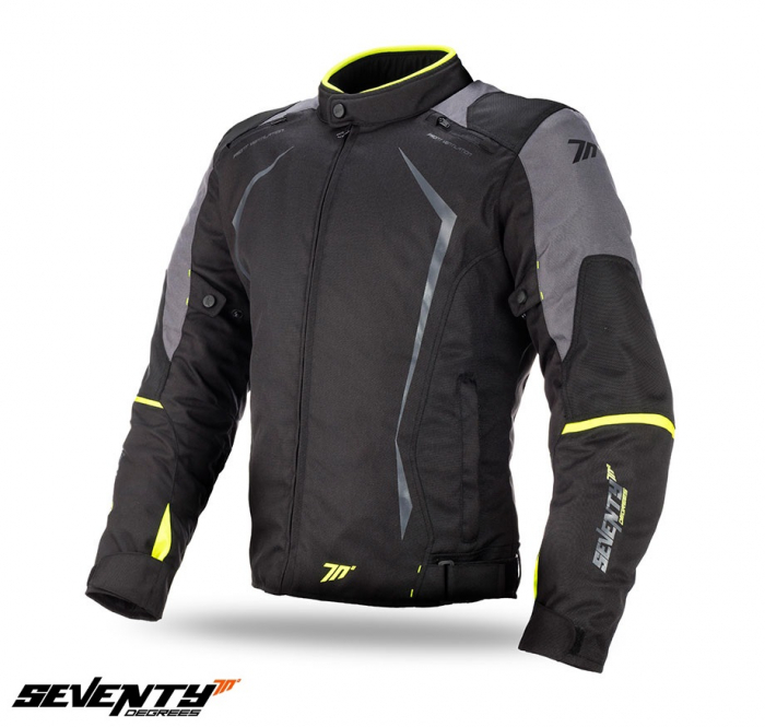 Geaca moto waterproof barbati Seventy vara-iarna, negru/galben [1]