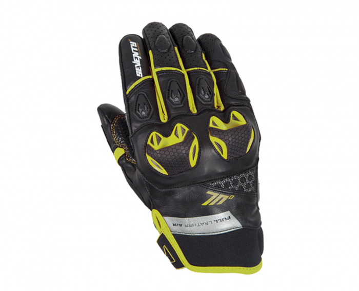 Manusi moto vara piele Seventy Racing, barbati, negru/galben [2]