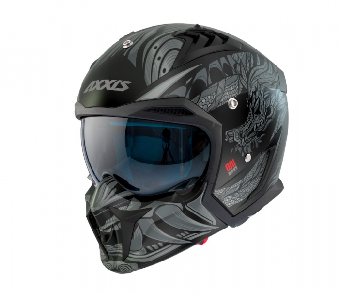 Casca Axxis model Hunter SV ONI gri mat (ochelari soare integrati) – masca (protectie) barbie si cozoroc detasabile [2]