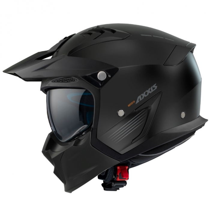Casca Axxis model Hunter SV solid negru mat (ochelari soare integrati) – masca (protectie) barbie si cozoroc detasabile [1]