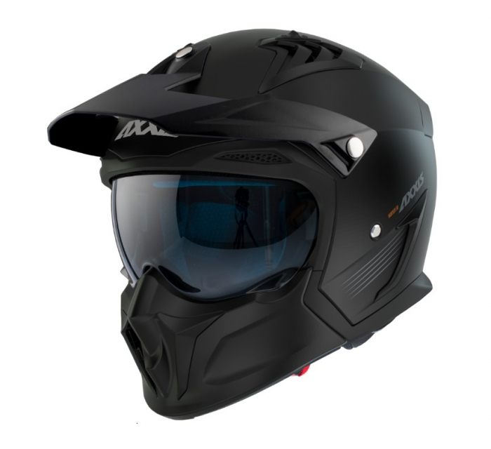 Casca Axxis model Hunter SV solid negru mat (ochelari soare integrati) – masca (protectie) barbie si cozoroc detasabile [2]