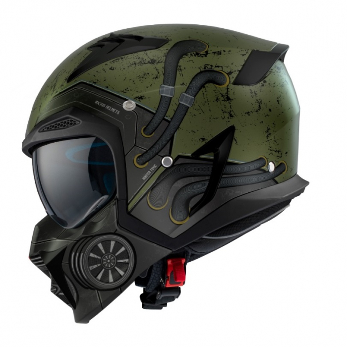 Casca Axxis model Hunter SV Toxic verde mat (ochelari soare integrati) – masca (protectie) barbie si cozoroc detasabile [1]