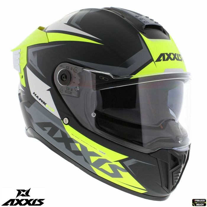 Casca integrala Axxis Hawk SV Judge B3 galben fluor mat negru mat (ochelari soare integrati) [2]
