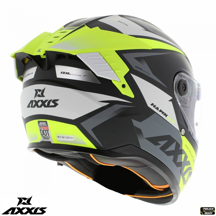 Casca integrala Axxis Hawk SV Judge B3 galben fluor mat negru mat (ochelari soare integrati) [6]