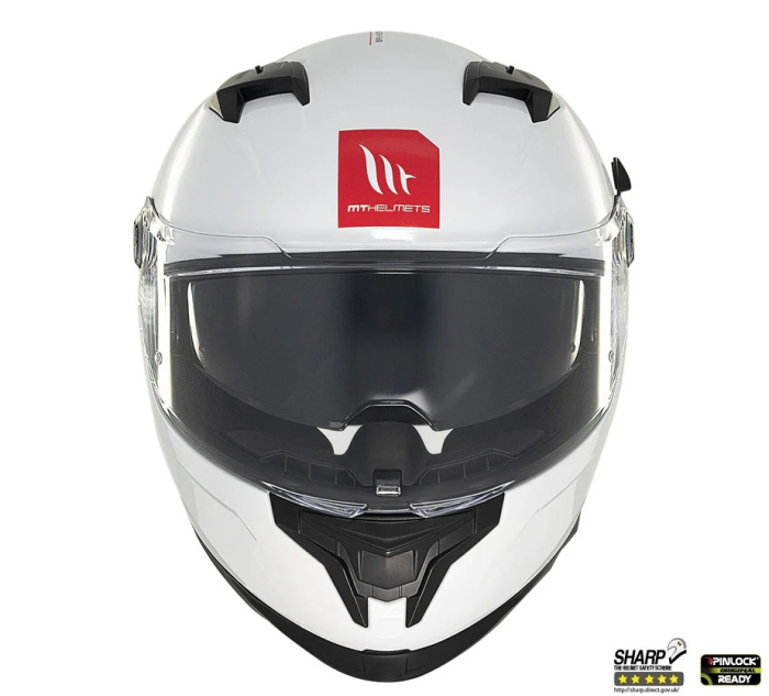 Casca integrala MT Braker SV A0 alb lucios (ochelari soare integrati) – tip viziera: MT-V-28B – DKS435 – punctaj maxim SHARP Test – 5 stele [3]