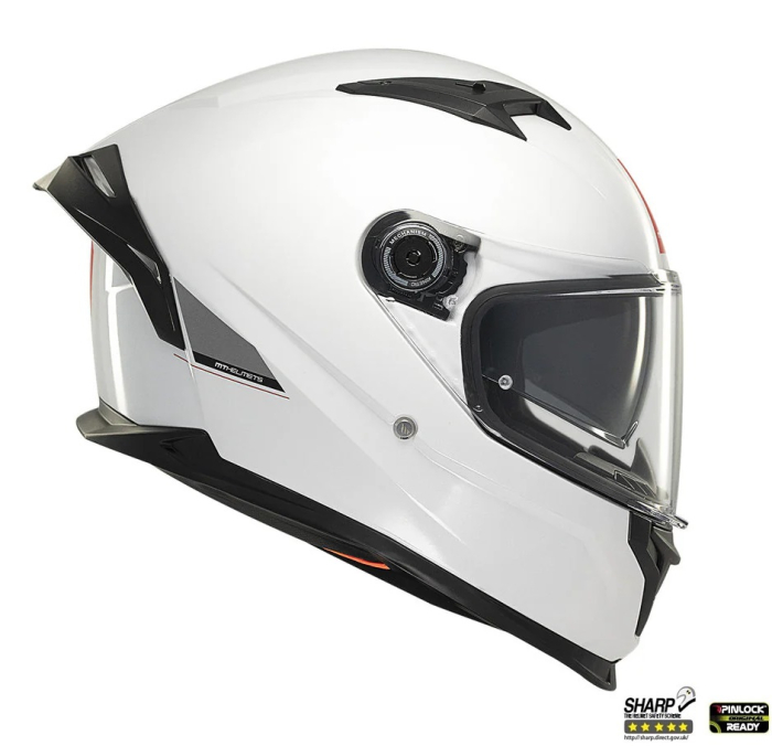 Casca integrala MT Braker SV A0 alb lucios (ochelari soare integrati) – tip viziera: MT-V-28B – DKS435 – punctaj maxim SHARP Test – 5 stele [5]