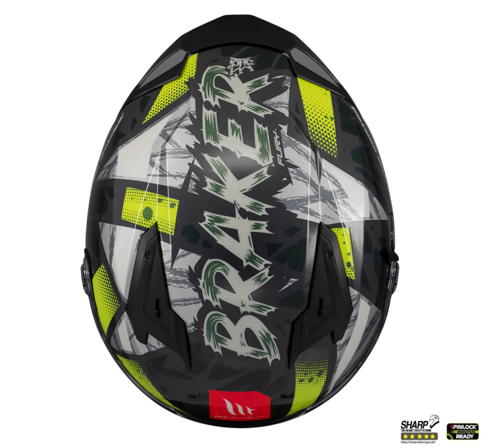 Casca integrala MT Braker SV Fury C6 gri/galben lucios (ochelari soare integrati) – tip viziera: MT-V-28B – DKS435 – punctaj maxim SHARP Test – 5 stele [4]