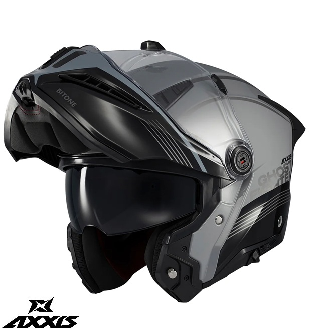 Casca modulabila (flip-up) Axxis GhostFighter SV Bitone C2 negru/gri lucios (ochelari soare integrati) Pinlock Ready – tip viziera: MT-V-36 [3]