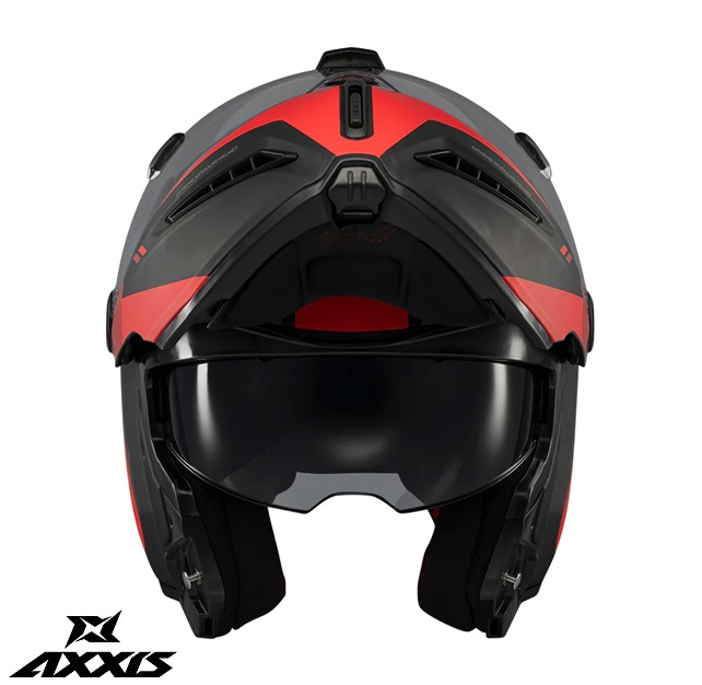 Casca modulabila (flip-up) Axxis GhostFighter SV Maniac B5 negru/rosu mat (ochelari soare integrati) Pinlock Ready – tip viziera: MT-V-36 [6]