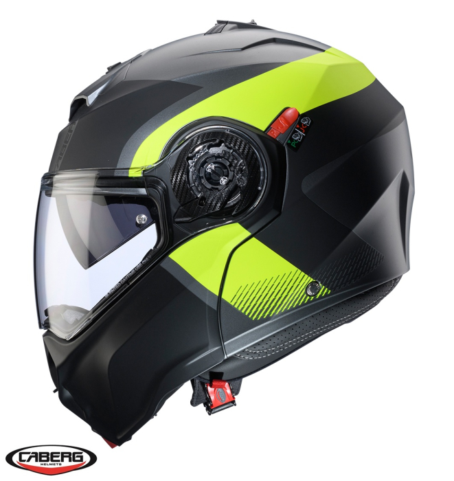 Casca modulabila (flip-up) Caberg model Duke Evo SV Indy L1 gun metal (titanium)/galben fluor/negru mat Pinlock ready – lentila Pinlock inclusa [2]