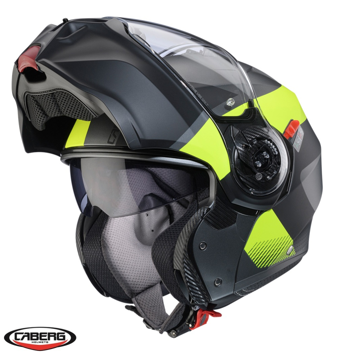 Casca modulabila (flip-up) Caberg model Duke Evo SV Indy L1 gun metal (titanium)/galben fluor/negru mat Pinlock ready – lentila Pinlock inclusa [4]