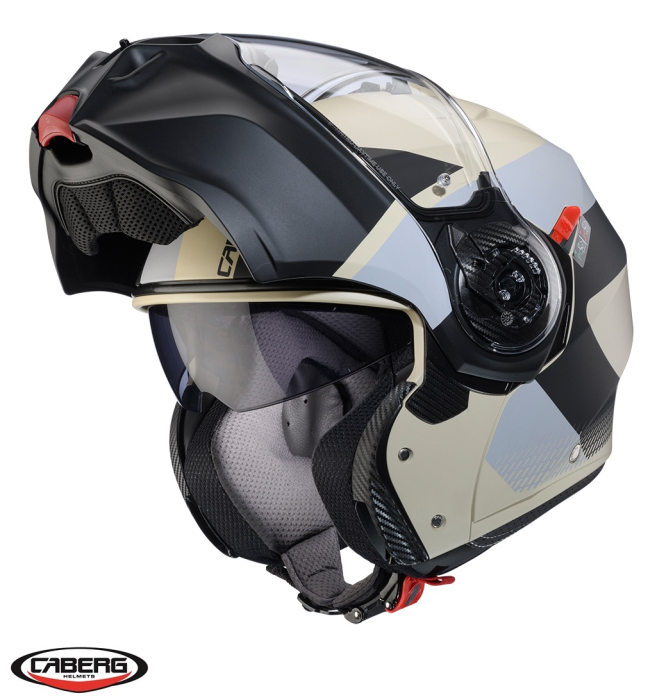 Casca modulabila (flip-up) Caberg model Duke Evo SV Indy P8 sand (nisipiu)/negru/gri mat Pinlock ready – lentila Pinlock inclusa [3]