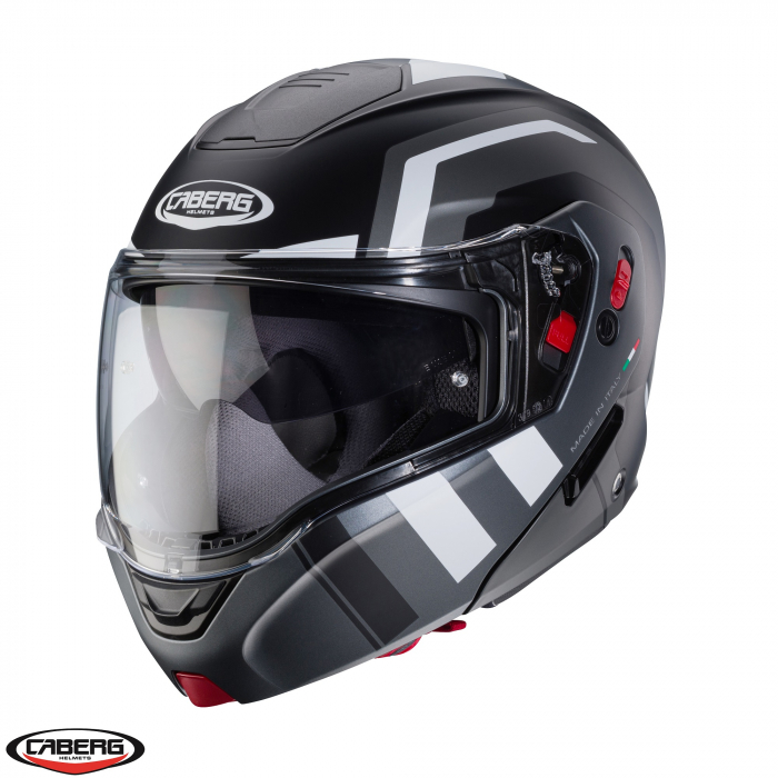 Casca modulabila (flip-up) Caberg model Horus X Road M4 negru/gun metal (titanium)/alb mat Pinlock ready – lentila Pinlock inclusa [1]