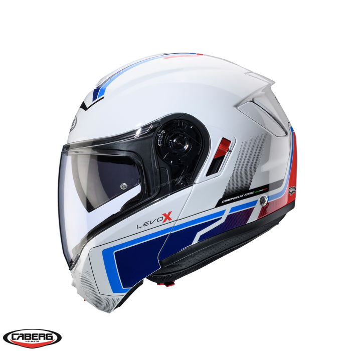 Casca modulabila (flip-up) Caberg model Levo X Elite O5 alb/albastru/rosu lucios Pinlock ready – lentila Pinlock inclusa (fibra de sticla) [2]
