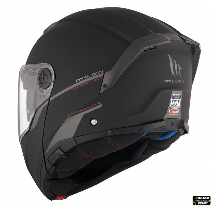 Casca modulabila MT Atom 2 negru mat (ochelari soare integrati) Pinlock Ready [8]