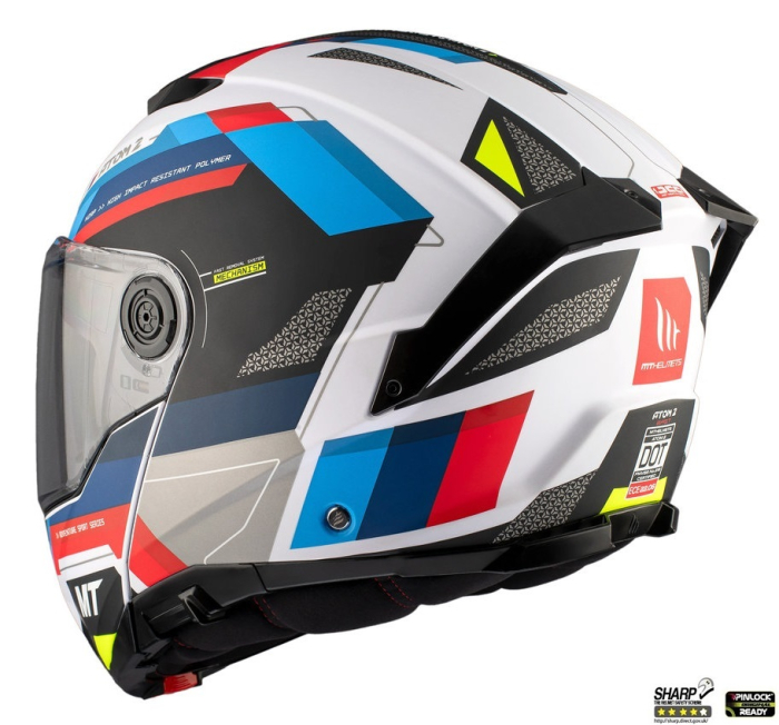 Casca modulabila MT Atom 2 SV Bast A0 alb/rosu/albastru lucios (ochelari soare integrati) Pinlock Ready – tip viziera: MT-V-35 [5]