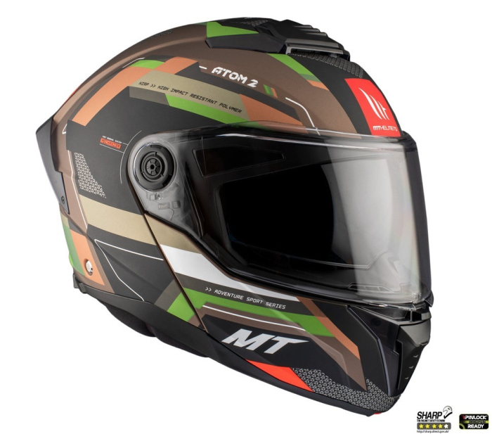 Casca modulabila MT Atom 2 SV Bast A6 military (maro/verde mat) (ochelari soare integrati) Pinlock Ready – tip viziera: MT-V-35 [2]