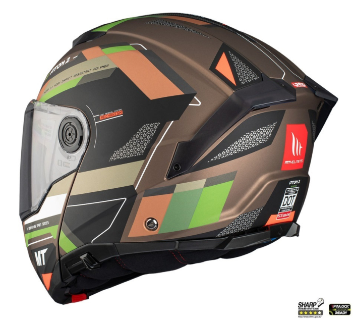 Casca modulabila MT Atom 2 SV Bast A6 military (maro/verde mat) (ochelari soare integrati) Pinlock Ready – tip viziera: MT-V-35 [5]
