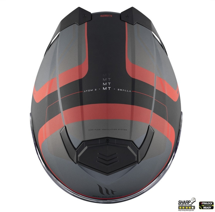 Casca modulabila MT Atom 2 SV Emalla B15 gri/rosu mat (ochelari soare integrati) Pinlock Ready – tip viziera: MT-V-35 [6]