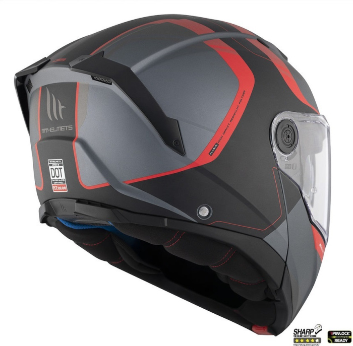 Casca modulabila MT Atom 2 SV Emalla B15 gri/rosu mat (ochelari soare integrati) Pinlock Ready – tip viziera: MT-V-35 [4]