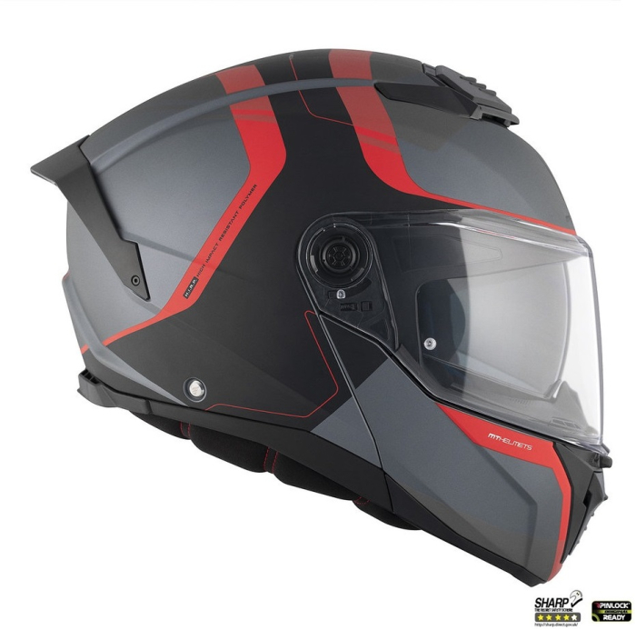 Casca modulabila MT Atom 2 SV Emalla B15 gri/rosu mat (ochelari soare integrati) Pinlock Ready – tip viziera: MT-V-35 [3]