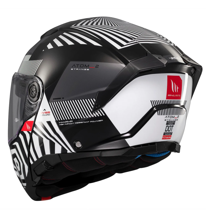 Casca modulabila MT Atom 2 SV Strange B2 negru/alb lucios (ochelari soare integrati) Pinlock Ready – tip viziera: MT-V-35 [8]