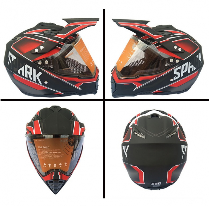 Casca moto,atv cu viziera Spark, rosu lucios [2]