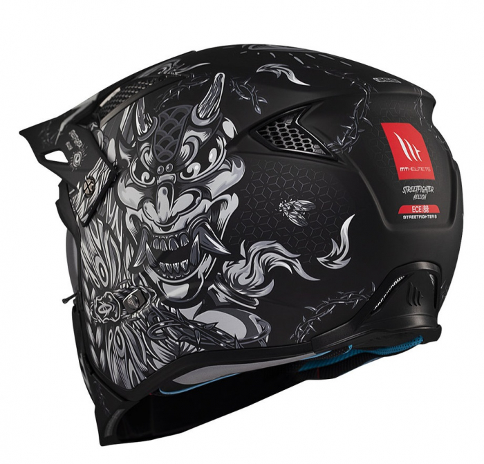 Casca MT Streetfighter  Hellish negru mat (ochelari soare integrati) – masca (protectie) barbie si cozoroc detasabile – omologare noua ECE 22.06 [6]