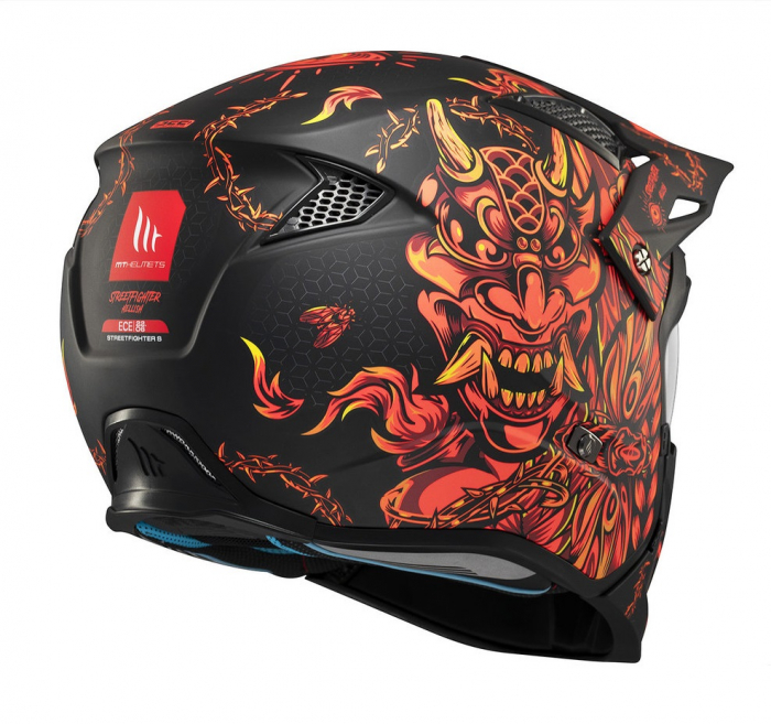 Casca MT Streetfighter Hellish rosu mat (ochelari soare integrati) – masca (protectie) barbie si cozoroc detasabile – omologare noua ECE 22.06 [5]