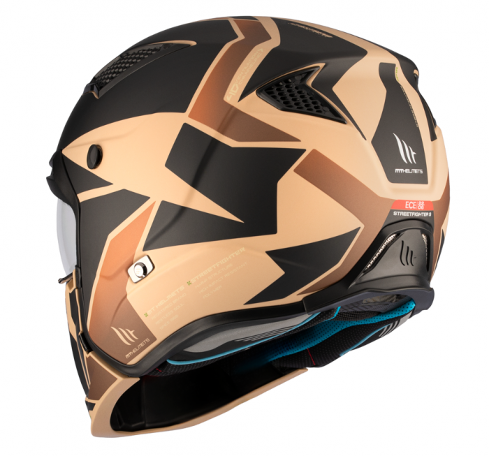 Casca MT Streetfighter maro mat (ochelari soare integrati) – masca (protectie) barbie si cozoroc detasabile – omologare noua ECE 22.06 [4]