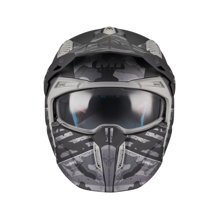 Casca MT Streetfighter SV S Belic B2 gri/negru mat (ochelari soare integrati) – masca (protectie) barbie si cozoroc detasabile – omologare noua ECE 22.06 [2]