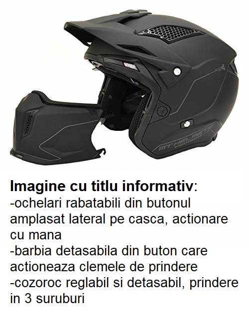 Casca MT Streetfighter SV S Pure A1 negru mat (ochelari soare integrati) – masca (protectie) barbie si cozoroc detasabile – omologare noua ECE 22.06 [9]