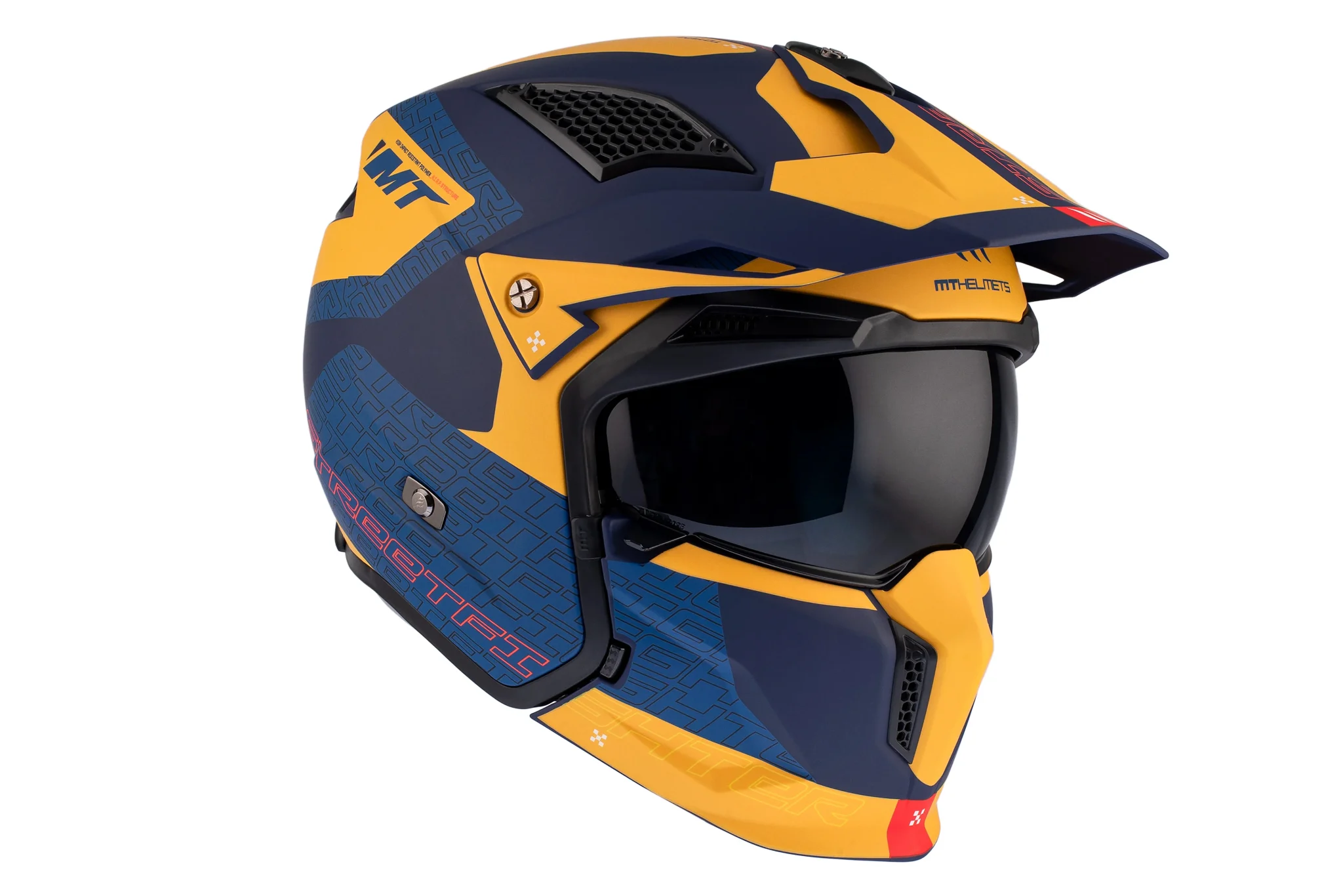 Casca MT Streetfighter SV S Totem C3 galben mat (ochelari soare integrati) – masca (protectie) barbie si cozoroc detasabile – omologare noua ECE 22.06 [3]