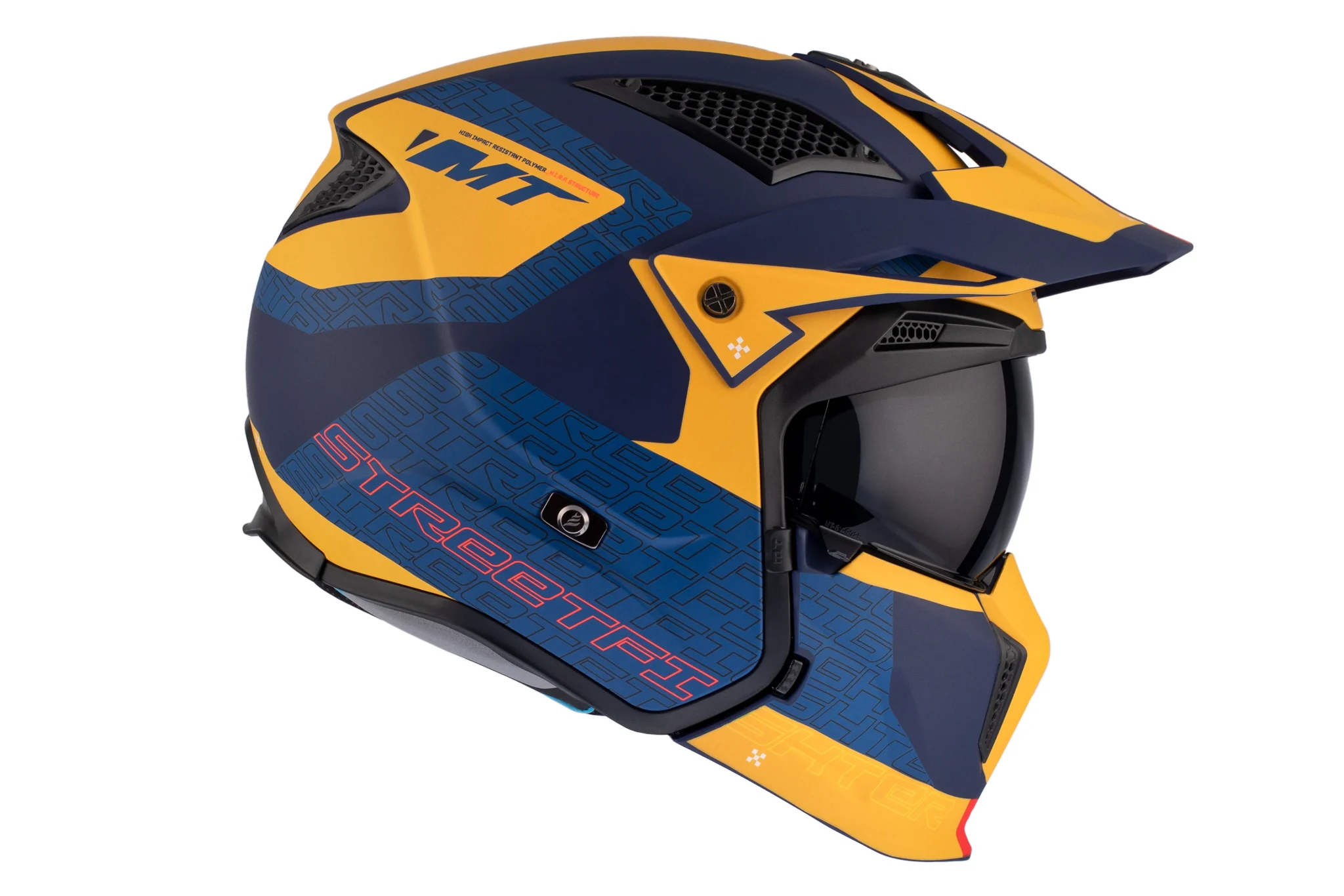Casca MT Streetfighter SV S Totem C3 galben mat (ochelari soare integrati) – masca (protectie) barbie si cozoroc detasabile – omologare noua ECE 22.06 [10]
