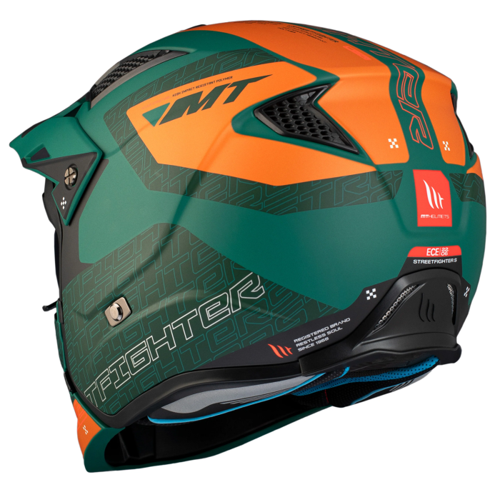 Casca MT Streetfighter SV S Totem C6 verde mat (ochelari soare integrati) – masca (protectie) barbie si cozoroc detasabile – omologare noua ECE 22.06 [8]